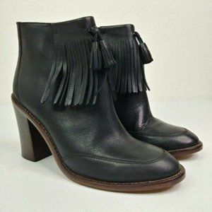 Madewell Adi Fringe Leather Ankle Booties / Boots Women's Size 7.5